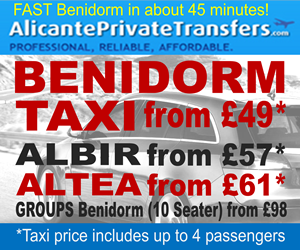 Alicante Private Transfers to Benidorm, Albir, Altea and Calpe cheaper than UK based online booking agents.
