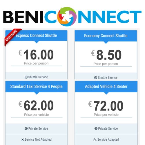 BENICONNECT best selling airport transfers from Alicante airport